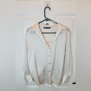 Zara Off-White Satin Blouse